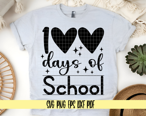 100 Days of School Heart Design SVG