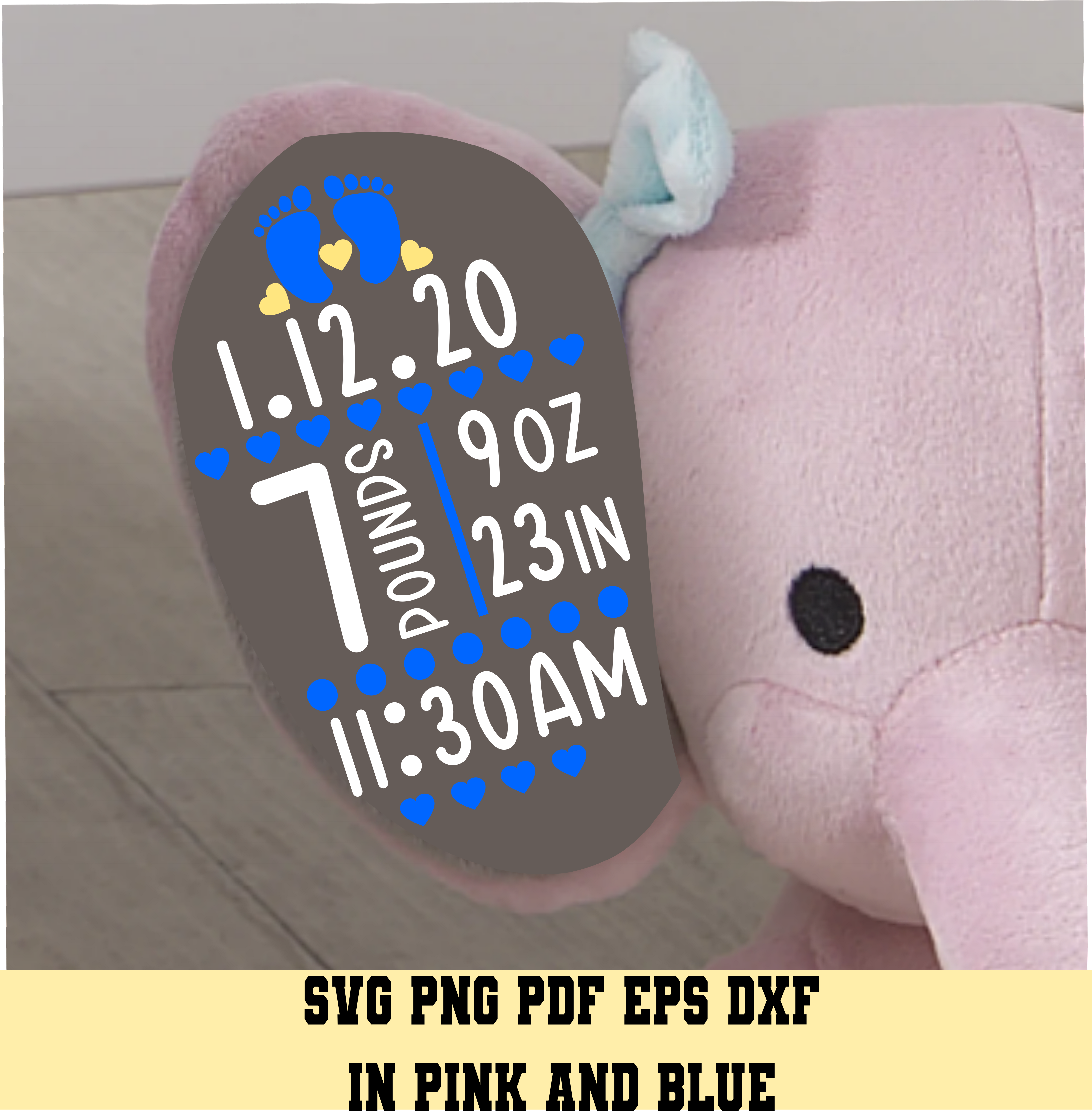 Customizable Newborn Announcement SVG