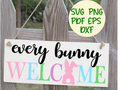 Every Bunny Welcome Sign with Pastel Rabbit Silhouette SVG