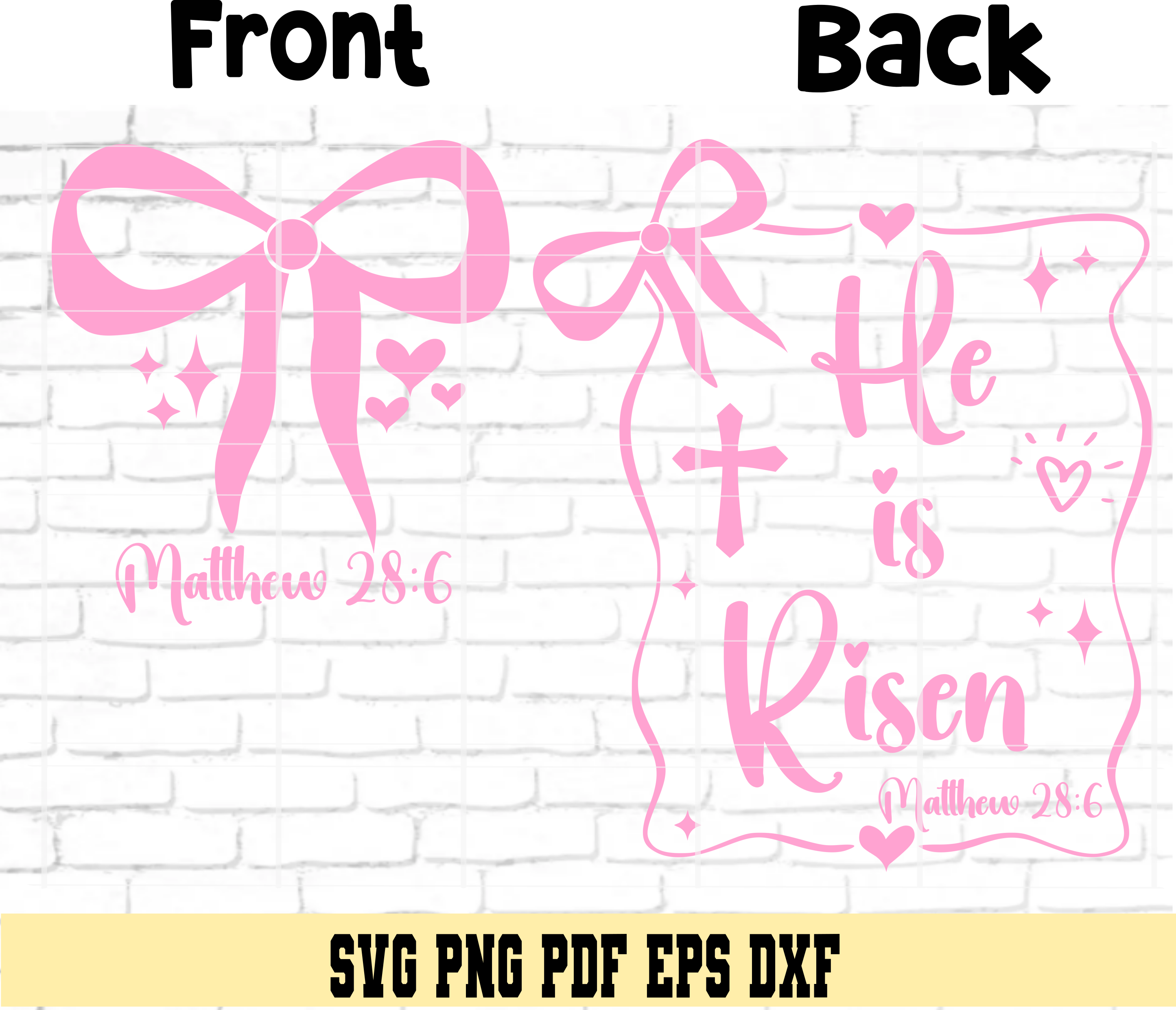 He Is Risen Matthew 28:6 Front and back SVG