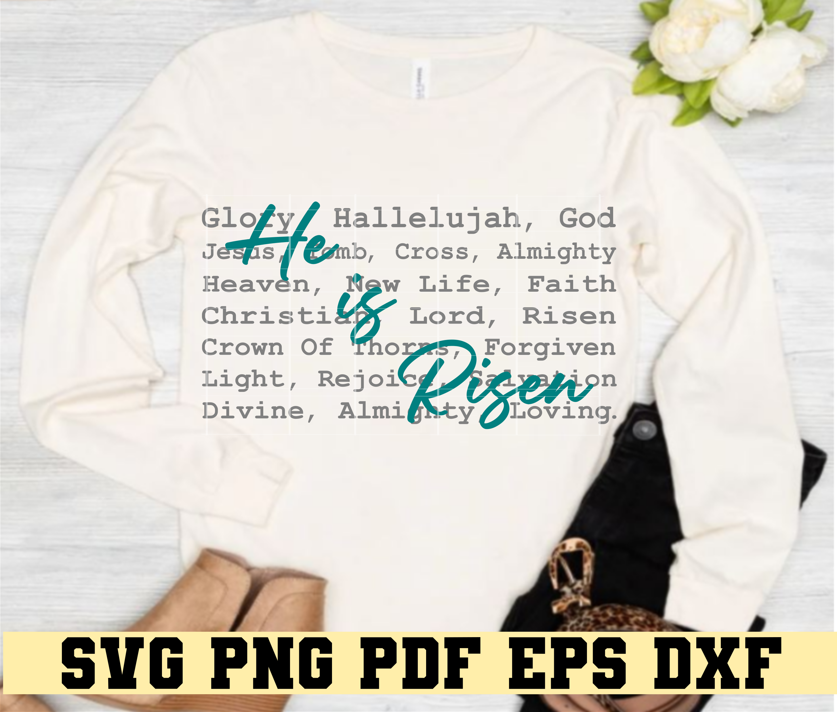 He Is Risen Words SVG