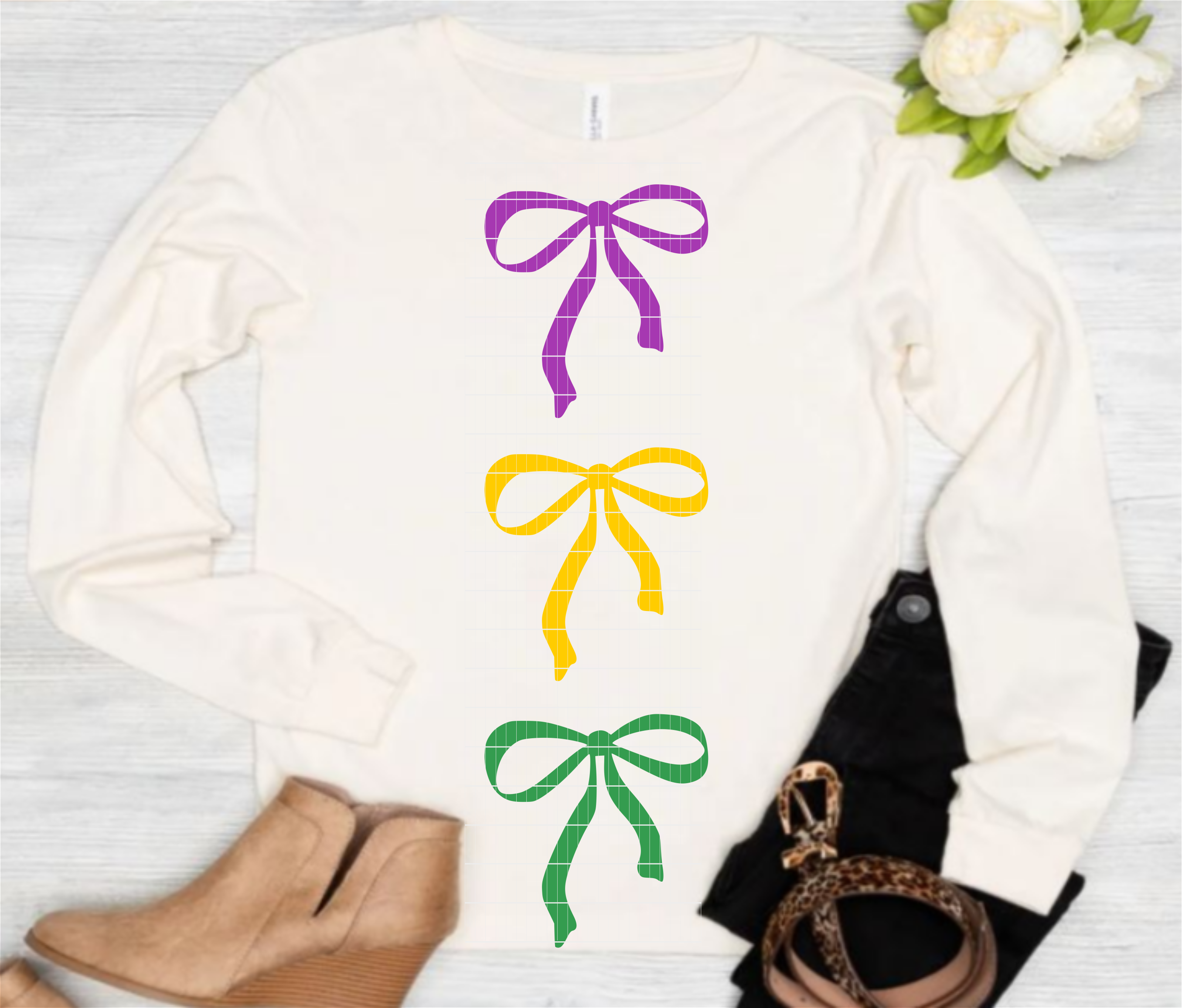 Mardi Gras Fleur de Lis with Coquette Bows SVG