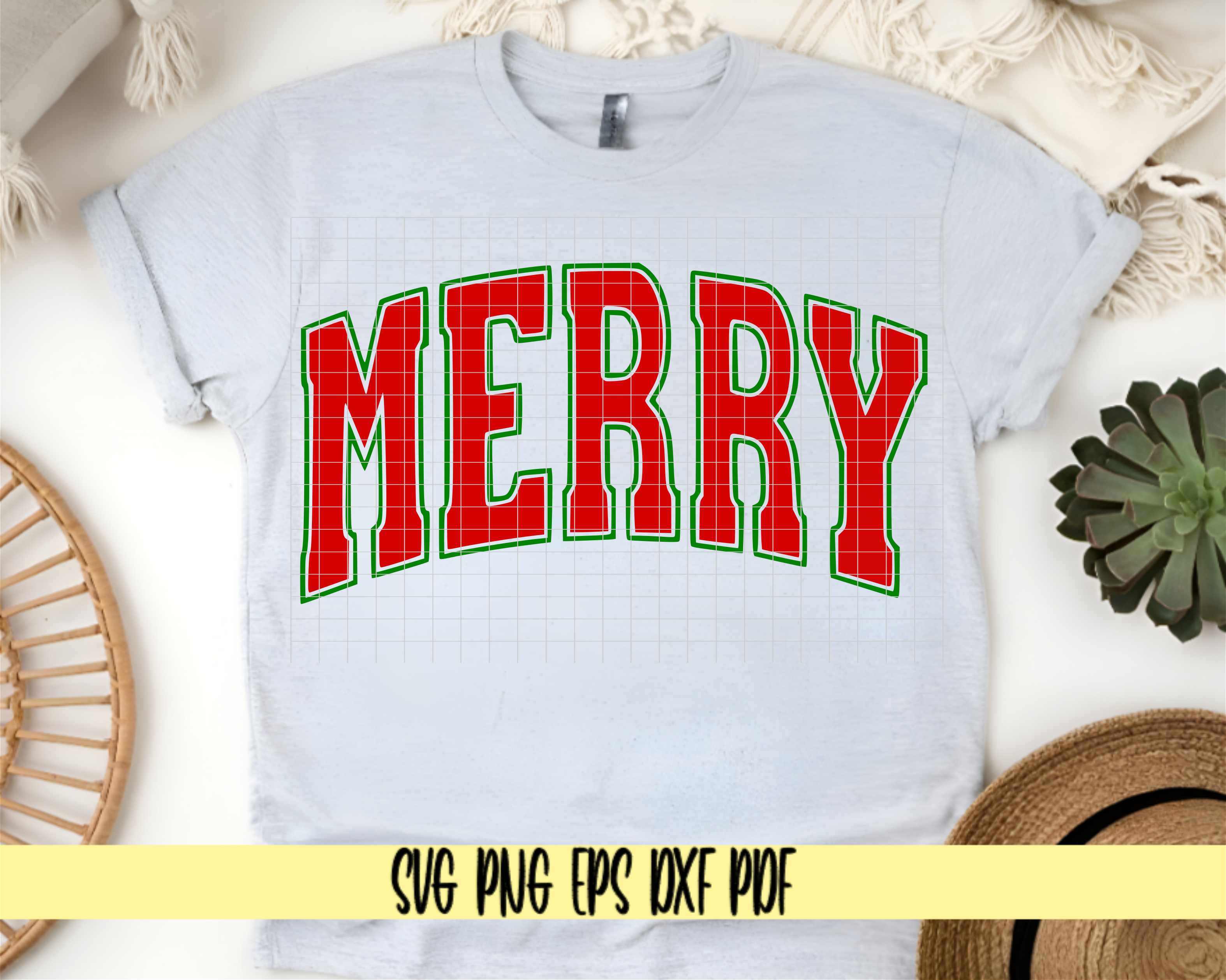 Merry Varsity Christmas Retro Holiday SVG Design