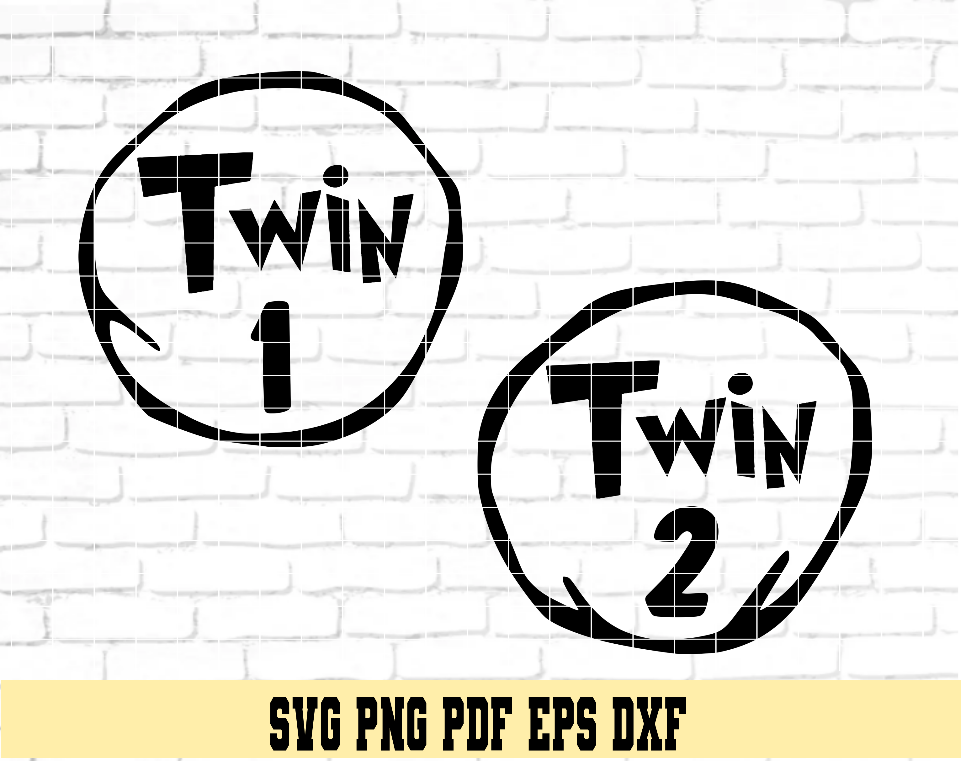 Twin 1 and Twin 2 Set SVG